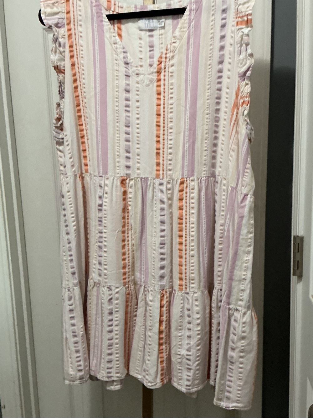 Time and Tru Striped Mini Dress in White, Pink & Orange